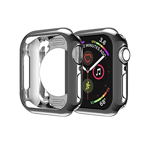 MroTech Schutzhülle Kompatibel mit Apple Watch Series 6 SE 5 4 44mm iWatch Hülle Bumper Case Protector Schutz Case Cover Rundum Schutzhülle Flexible TPU Gehäuse-44 mm Schwarz von MroTech