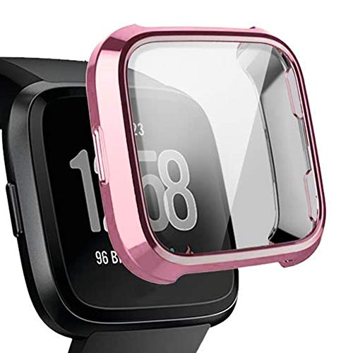 MroTech Schutzhülle Kompatibel mit Fitbit Versa Hülle Mit Displayschutz Flexible TPU Rundum Frame Case für Versa Schutz Hülle Vollschutz Display Schutzrahmen Gehäuse für Fit bit Versa 1-Rosa von MroTech