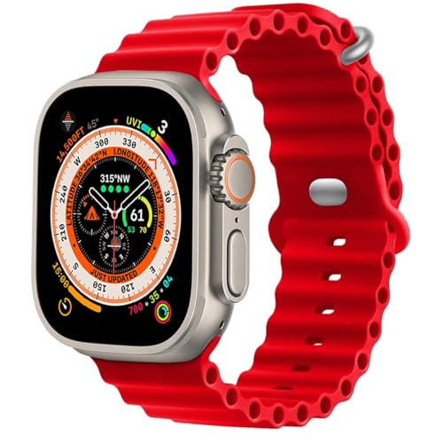MroTech Silikon Ocean Armband Kompatibel mit Apple Watch Ultra2 / Ultra 49mm, 45mm 44mm Armband Soft Sport Ersatzarmband für iwatch Serie 10 9 8 7 6 5 4 3 2 1 SE SE2 Silikonband,49/45/44 Rot MroTech Silikon Ocean Armband Kompatibel mit Apple Watch Ultra2 / Ultra 49mm, 45mm 44mm Armband Soft Sport Ersatzarmband für iwatch Serie 10 9 8 7 6 5 4 3 2 1 SE SE2 Silikonband,49/45/44 Rot von MroTech