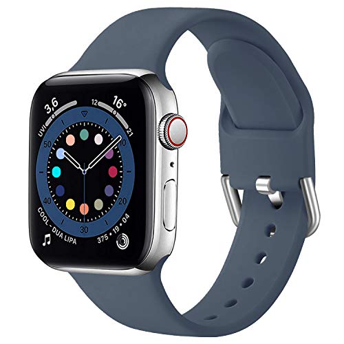 MroTech Sport Armband kompatibel mit Apple Watch Armband 38mm 40mm 41mm 42mm 44mm 45mm, weiches Silikon Armband für iWatch Series 9 8 7 6 5 4 3 2 1 SE Herren Damen (42/44/45mm,Hazeblue) von MroTech