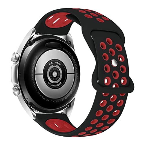 MroTech Unrenarmband 22mm Kompatibel mit Samsung Galaxy Watch 46mm/Watch 3 45mm/Gear S3 Frontier Armband Silikon Ersatzband für Huawei GT/GT 2 46 mm/GT2 Pro/GT2e Band Silikonarmband,Schwarz/Rot,22 mm von MroTech