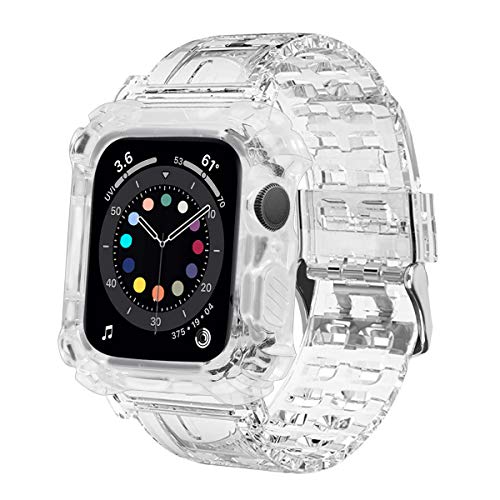 MroTech kompatibel mit Apple Watch Armband mit Hülle 44mm 42mm Silikon Bumper Case Ersatzarmband für iWatch SE Serie 6 5 4 Schutz Uhrenarmband Silikonarmband Schutzhülle Gehäuse mit Band-42/44 mm Klar MroTech kompatibel mit Apple Watch Armband mit Hülle 44mm 42mm Silikon Bumper Case Ersatzarmband für iWatch SE Serie 6 5 4 Schutz Uhrenarmband Silikonarmband Schutzhülle Gehäuse mit Band-42/44 mm Klar von MroTech
