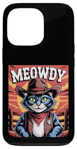 Meowdy Cowboy Funny Cat Western Funny Kätzchen Cartoon Hülle für iPhone 13 Pro von Mrpotts73 Funny Cat