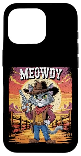 Meowdy Cowboy Funny Cat Western Funny Kätzchen Cartoon Hülle für iPhone 16 Pro von Mrpotts73 Funny Cat