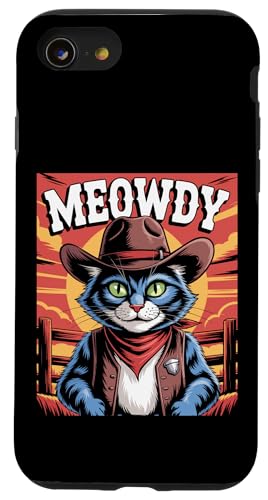 Meowdy Cowboy Funny Cat Western Funny Kätzchen Cartoon Hülle für iPhone SE (2020) / 7 / 8 von Mrpotts73 Funny Cat