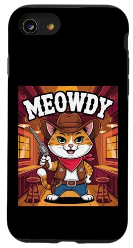 Meowdy Cowboy Funny Cat Western Funny Kätzchen Cartoon Hülle für iPhone SE (2020) / 7 / 8 von Mrpotts73 Funny Cat