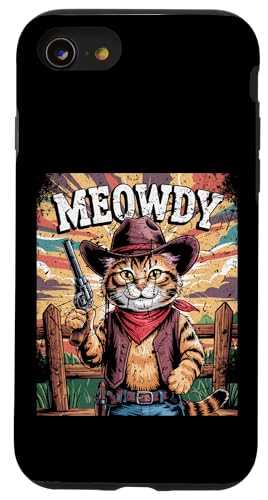 Meowdy Cowboy Funny Cat Western Funny Kätzchen Cartoon Hülle für iPhone SE (2020) / 7 / 8 von Mrpotts73 Funny Cat
