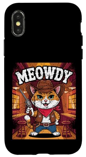 Meowdy Cowboy Funny Cat Western Funny Kätzchen Cartoon Hülle für iPhone X/XS Meowdy Cowboy Funny Cat Western Funny Kätzchen Cartoon Hülle für iPhone X/XS von Mrpotts73 Funny Cat
