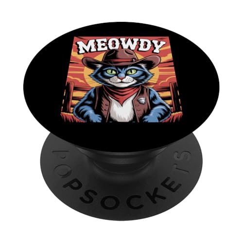 Meowdy Cowboy Funny Cat Western Funny Kätzchen Cartoon PopSockets Klebender PopGrip Meowdy Cowboy Funny Cat Western Funny Kätzchen Cartoon PopSockets Klebender PopGrip von Mrpotts73 Funny Cat