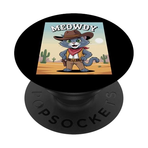 Meowdy Cowboy Funny Cat Western Funny Kätzchen Cartoon PopSockets Klebender PopGrip Meowdy Cowboy Funny Cat Western Funny Kätzchen Cartoon PopSockets Klebender PopGrip von Mrpotts73 Funny Cat