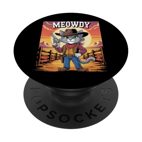 Meowdy Cowboy Funny Cat Western Funny Kätzchen Cartoon PopSockets Klebender PopGrip Meowdy Cowboy Funny Cat Western Funny Kätzchen Cartoon PopSockets Klebender PopGrip von Mrpotts73 Funny Cat