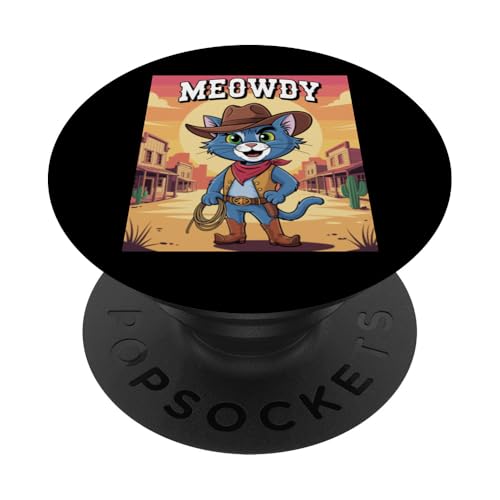 Meowdy Cowboy Funny Cat Western Funny Kätzchen Cartoon PopSockets Klebender PopGrip Meowdy Cowboy Funny Cat Western Funny Kätzchen Cartoon PopSockets Klebender PopGrip von Mrpotts73 Funny Cat