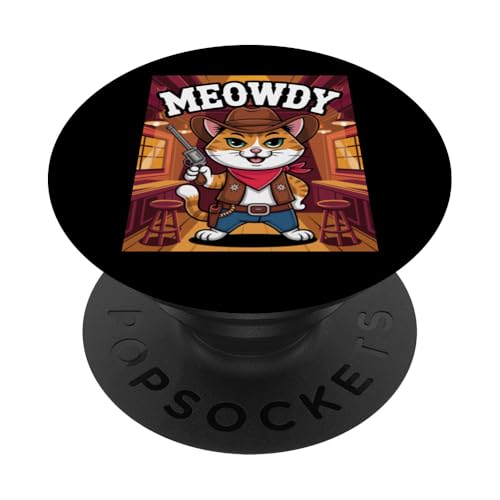 Meowdy Cowboy Funny Cat Western Funny Kätzchen Cartoon PopSockets Klebender PopGrip Meowdy Cowboy Funny Cat Western Funny Kätzchen Cartoon PopSockets Klebender PopGrip von Mrpotts73 Funny Cat