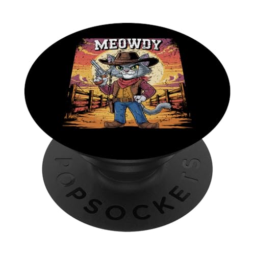 Meowdy Cowboy Funny Cat Western Funny Kätzchen Cartoon PopSockets Klebender PopGrip Meowdy Cowboy Funny Cat Western Funny Kätzchen Cartoon PopSockets Klebender PopGrip von Mrpotts73 Funny Cat