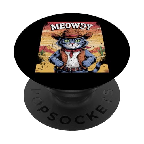 Meowdy Cowboy Funny Cat Western Funny Kätzchen Cartoon PopSockets Klebender PopGrip Meowdy Cowboy Funny Cat Western Funny Kätzchen Cartoon PopSockets Klebender PopGrip von Mrpotts73 Funny Cat