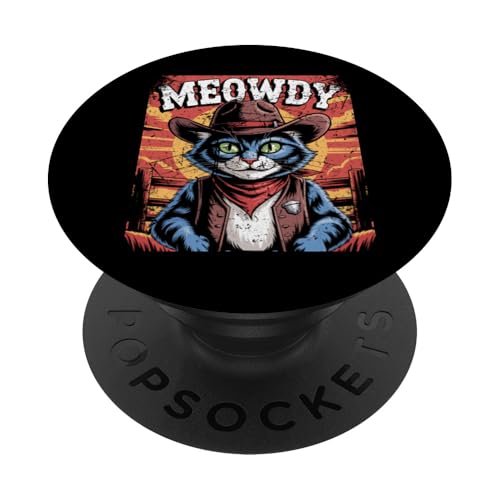 Meowdy Cowboy Funny Cat Western Funny Kätzchen Cartoon PopSockets Klebender PopGrip Meowdy Cowboy Funny Cat Western Funny Kätzchen Cartoon PopSockets Klebender PopGrip von Mrpotts73 Funny Cat