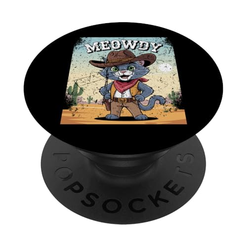 Meowdy Cowboy Funny Cat Western Funny Kätzchen Cartoon PopSockets Klebender PopGrip Meowdy Cowboy Funny Cat Western Funny Kätzchen Cartoon PopSockets Klebender PopGrip von Mrpotts73 Funny Cat