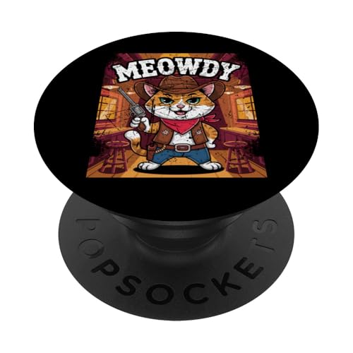 Meowdy Cowboy Funny Cat Western Funny Kätzchen Cartoon PopSockets Klebender PopGrip Meowdy Cowboy Funny Cat Western Funny Kätzchen Cartoon PopSockets Klebender PopGrip von Mrpotts73 Funny Cat