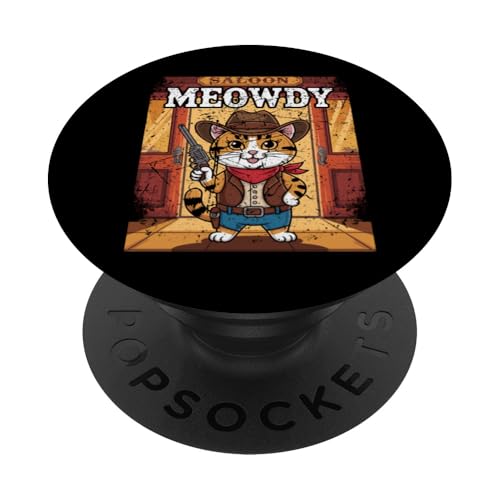 Meowdy Cowboy Funny Cat Western Funny Kätzchen Cartoon PopSockets Klebender PopGrip Meowdy Cowboy Funny Cat Western Funny Kätzchen Cartoon PopSockets Klebender PopGrip von Mrpotts73 Funny Cat