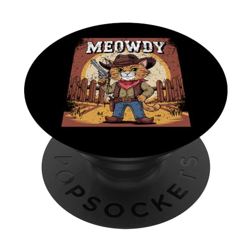 Meowdy Cowboy Funny Cat Western Funny Kätzchen Cartoon PopSockets Klebender PopGrip Meowdy Cowboy Funny Cat Western Funny Kätzchen Cartoon PopSockets Klebender PopGrip von Mrpotts73 Funny Cat