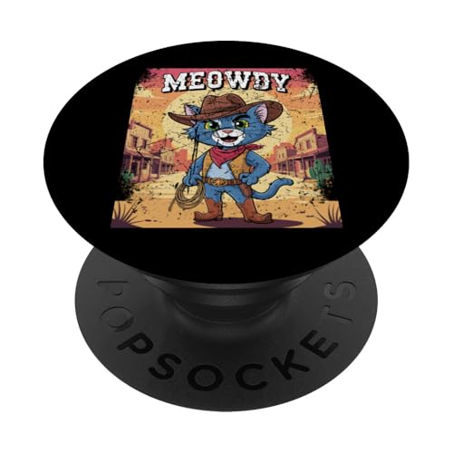 Meowdy Cowboy Funny Cat Western Funny Kätzchen Cartoon PopSockets Klebender PopGrip Meowdy Cowboy Funny Cat Western Funny Kätzchen Cartoon PopSockets Klebender PopGrip von Mrpotts73 Funny Cat
