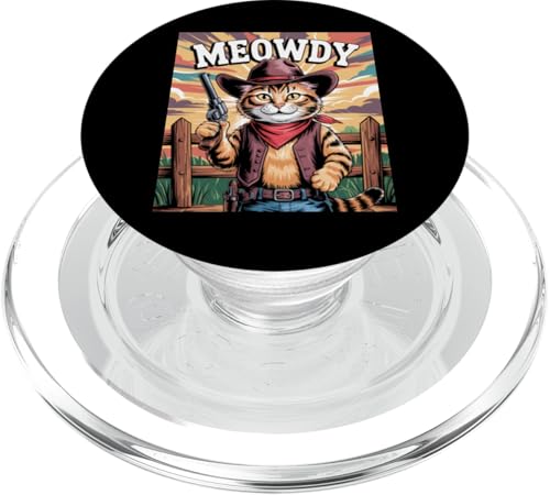 Meowdy Cowboy Funny Cat Western Funny Kätzchen Cartoon PopSockets PopGrip für MagSafe Meowdy Cowboy Funny Cat Western Funny Kätzchen Cartoon PopSockets PopGrip für MagSafe von Mrpotts73 Funny Cat