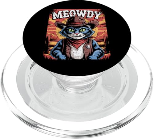 Meowdy Cowboy Funny Cat Western Funny Kätzchen Cartoon PopSockets PopGrip für MagSafe von Mrpotts73 Funny Cat