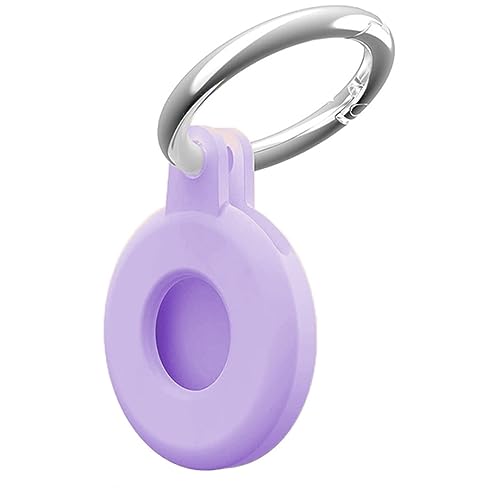 Msagkah Silikon AirTag Hülle Mit Schlüsselanhänger, GPS Tracker Halter, Anti-Kratz Schutzhülle für Apple AirTag (Lila) von Msagkah