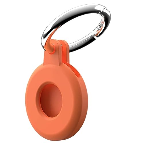 Msagkah Silikon AirTag Hülle mit Schlüsselanhänger, AirTag GPS Tracker Halter Hüllen, Anti-Kratz GPS Schutzhülle für Apple AirTag Hüllen (Orange) von Msagkah