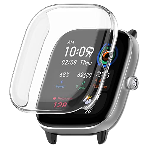 Msiall 2 Stück Hülle Kompatibel mit Amazfit GTS 4 mini Schutzhülle,Flexibles TPU Vollschutz Displayschutzfolie Kratzfest Displayschutz Schutz Hülle mit Amazfit GTS 4 mini-schwarz Transparent von Msiall