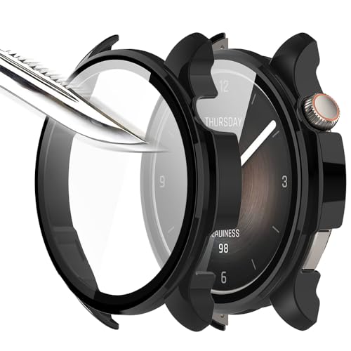 Msiall Mit Gehärtetes Glas Displayschutz Schutzhülle Kompatibel für Amazfit Balance,Hard PC Rundum Displayschutz Ultradünne Blasenfreie Gegen Kratzer Schutzhülle -Schwarz [2 Stück] von Msiall