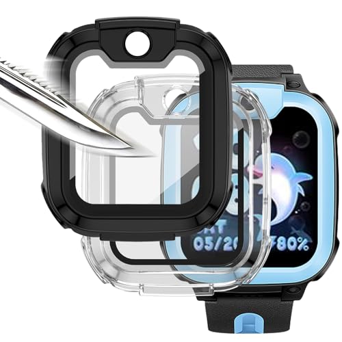 Msialt Mit Gehärtetes Glas Displayschutz Schutzhülle Kompatibel für imoo Watch Phone Z1,Hard PC Rundum Displayschutz Ultradünne Blasenfreie Gegen Kratzer Schutzhülle -schwarz+Transparent von Msialt