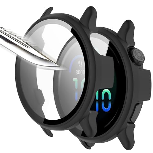 Msialt Mit Gehärtetes Glas Displayschutz Schutzhülle Kompatibel für vivoactive 6,Hard PC Rundum Displayschutz Ultradünne Blasenfreie Gegen Kratzer Schutzhülle -2schwarz von Msialt