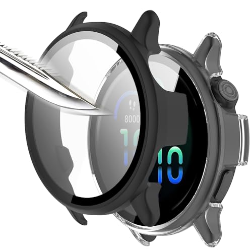 Msialt Mit Gehärtetes Glas Displayschutz Schutzhülle Kompatibel für vivoactive 6,Hard PC Rundum Displayschutz Ultradünne Blasenfreie Gegen Kratzer Schutzhülle -schwarz+Transparent von Msialt