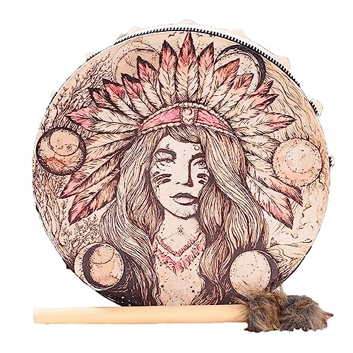 Msiud Schamanentrommel, Imitation Schaffell Vintage Rundes Instrument Trommel Rahmentrommel Bodhran Drum Djembe Grosse Shamanische Shaman Handgefertigte Musik Sound Dekoration Schaman Handgemachte von Msiud