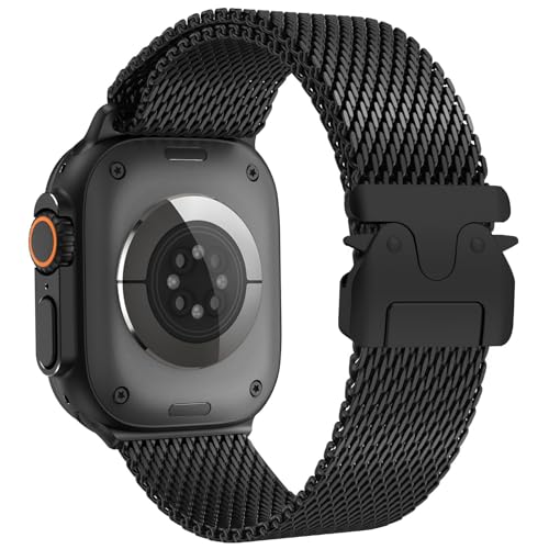 Milanaise Loop Armband Kompatibel mit Apple Watch Armand 42mm(Series 10) 41mm 40mm 38mm Damen Herren, Schließe im Fallschirm-Stil Metall Armbänder für iWatch 10 9 SE 8 7 6 5 4 3 2 1 von Msksjer