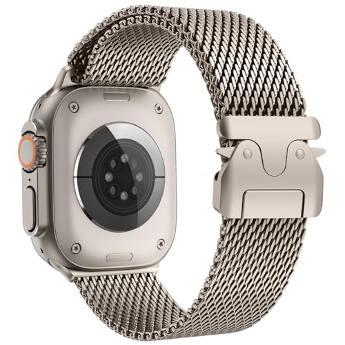 Milanaise Loop Armband Kompatibel mit Apple Watch Armand 42mm(Series 10) 41mm 40mm 38mm Damen Herren, Schließe im Fallschirm-Stil Metall Armbänder für iWatch 10 9 SE 8 7 6 5 4 3 2 1 von Msksjer