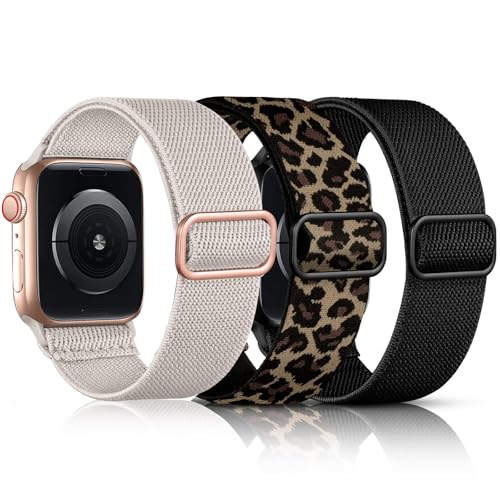 Msksjer Kompatibel mit Apple Watch Armband 41mm 40mm 38mm 42mm(Series 10) für Damen Herren, Nylon Verstellbares Solo Loop Elastisch Stoff Sport Armbänder für iWatch Series 9 8 7 6 SE 5 4 3 2 1 von Msksjer