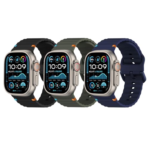 Sport Armband Kompatibel mit Apple Watch Armband Ultra 2/Ultra 49mm 46mm 45/44/42mm(Series 3 2 1), Weiche Silikon Wasserfest Atmungsaktiv Armbänder für iWatch 10 9 SE 8 7 6 5 4, 6 Stück Uhrenarmband von Msksjer