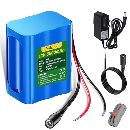Mspalocell 12V 5600mAh Lithium ionen akku mit ladegerät & Verbindungslinie für Radio, Kameras, Camcorder, Elektronische Orgel, DIY Leselampe, Teleskopen, Sonar, Signalwerkzeug von Mspalocell