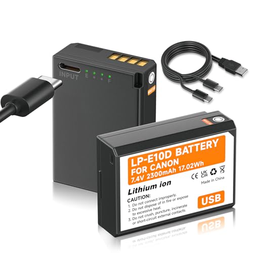 Mspalocell 2 Stück LP-E10 Akku USB 2300mAh mit USB Typ-C-Ladung,Kompatibel mit Canon EOS 1100D 1200D 1300D 2000D Rebel T3 T5 T6 Kiss X50 X70 L10 Ersatz Akku Mspalocell 2 Stück LP-E10 Akku USB 2300mAh mit USB Typ-C-Ladung,Kompatibel mit Canon EOS 1100D 1200D 1300D 2000D Rebel T3 T5 T6 Kiss X50 X70 L10 Ersatz Akku von Mspalocell