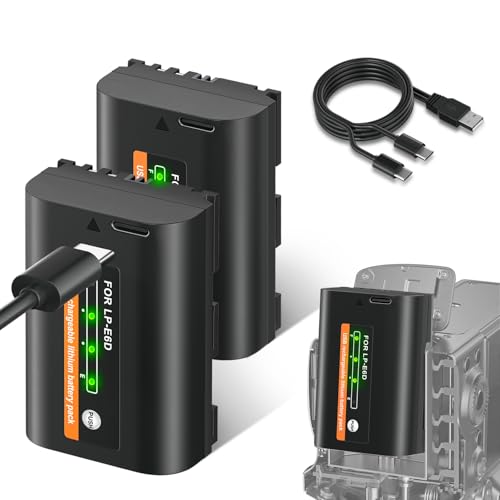 Mspalocell 2 Stück LP-E6 USB-C Ersatz Akku zmit USB Typ C Ladeanschluss für Canon EOS 5D Mark II, EOS 5D Mark III, EOS 6D, EOS 5DS, EOS 7D, EOS 60D, EOS 60Da, EOS 70D, LP-E6N Kameras Mspalocell 2 Stück LP-E6 USB-C Ersatz Akku zmit USB Typ C Ladeanschluss für Canon EOS 5D Mark II, EOS 5D Mark III, EOS 6D, EOS 5DS, EOS 7D, EOS 60D, EOS 60Da, EOS 70D, LP-E6N Kameras von Mspalocell