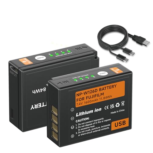 Mspalocell 2 Stück NP-W126S Akku USB 1600mAh mit USB Typ-C-Ladung,Kompatibel mit Fuji Fujifilm FinePix HS30EXR HS35EXR HS50EXR X-A1 X-E1 X-E2 X-E3 X-M1 X-Pro1 X-T1 X-T3 X-T30 X-T100 X100F X100V Mspalocell 2 Stück NP-W126S Akku USB 1600mAh mit USB Typ-C-Ladung,Kompatibel mit Fuji Fujifilm FinePix HS30EXR HS35EXR HS50EXR X-A1 X-E1 X-E2 X-E3 X-M1 X-Pro1 X-T1 X-T3 X-T30 X-T100 X100F X100V von Mspalocell