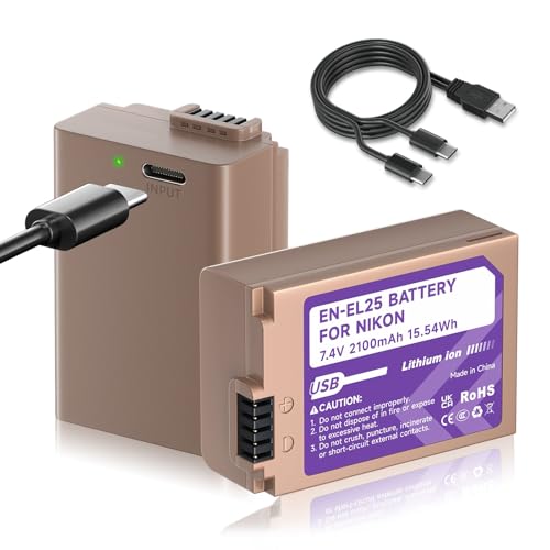 Mspalocell EN-EL25 USB-C 2100mAh Ersatz-Akku für Nikon Z Serie Z50, Z30, Z FC,Voll in 2 Stunden aufgeladen,2 Stück EN-EL25/EL25a Typ-C Akku Mspalocell EN-EL25 USB-C 2100mAh Ersatz-Akku für Nikon Z Serie Z50, Z30, Z FC,Voll in 2 Stunden aufgeladen,2 Stück EN-EL25/EL25a Typ-C Akku von Mspalocell