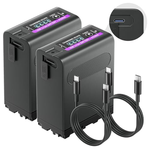 Mspalocell NP-F990 Akku 84,96Wh/11800mAh (PD30W USB-A & Typ-c/USB-C) für Sony NP-F990 NP-F980 NP-F970 NP-F960 NP-F950 NP-F930 NP-F550 NP- F570 NP-F770 NP-F750 Camcorder Ersatzakku, 2 Stück von Mspalocell