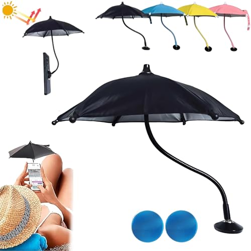 Handy Sonnenschutz Schirm,telefonschirm Mit Saugnapf,Magnetic Phone Umbrella for Sun,360° Flexible Phone Umbrella Suction Cup Stand, Mit Zwei Selbstklebenden Metallplatten-D von Mtibfv