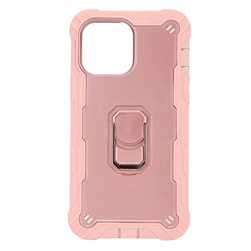 MTLavish -Rüstung Covers mit Stand für Pro Max Mobiltelefone Rüstungsschutzgehäuse mit manteliger Ringhalter rotatable ringbare horizontale Halterung Soft TPU Anti -Skid -Textur (Rosa + Roségold) von Mtlavishness