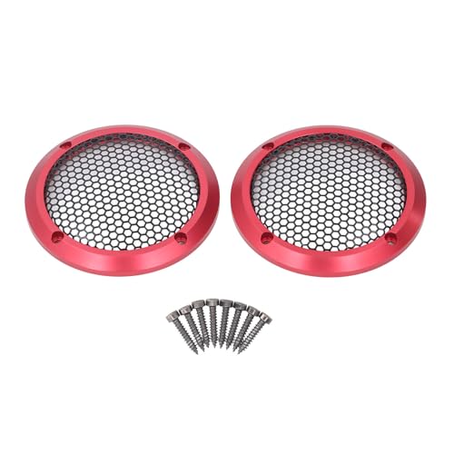 Mtlavish 2pcs Lautsprecher deckt Schwarze runde Lautsprecher Grill mesh dekorative subwoofer coautsprecher Grill beschütze mit 8 Schrauben od 97mm (Red) von Mtlavishness