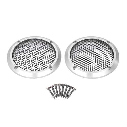Mtlavish 2pcs Lautsprecher deckt Schwarze runde Lautsprecher Grill mesh dekorative subwoofer coautsprecher Grill beschütze mit 8 Schrauben od 97mm (Silver) von Mtlavishness