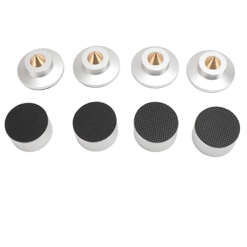 Mtlavish 4pcs Lautsprecher -Isolation Füße Pad Aluminiumlegierung Stoßdämpfer für eine verstärkte Schallqualität für Subwoofer -Verstärker -CD -DVD -Player und mehr in Schwarz (Silver) von Mtlavishness